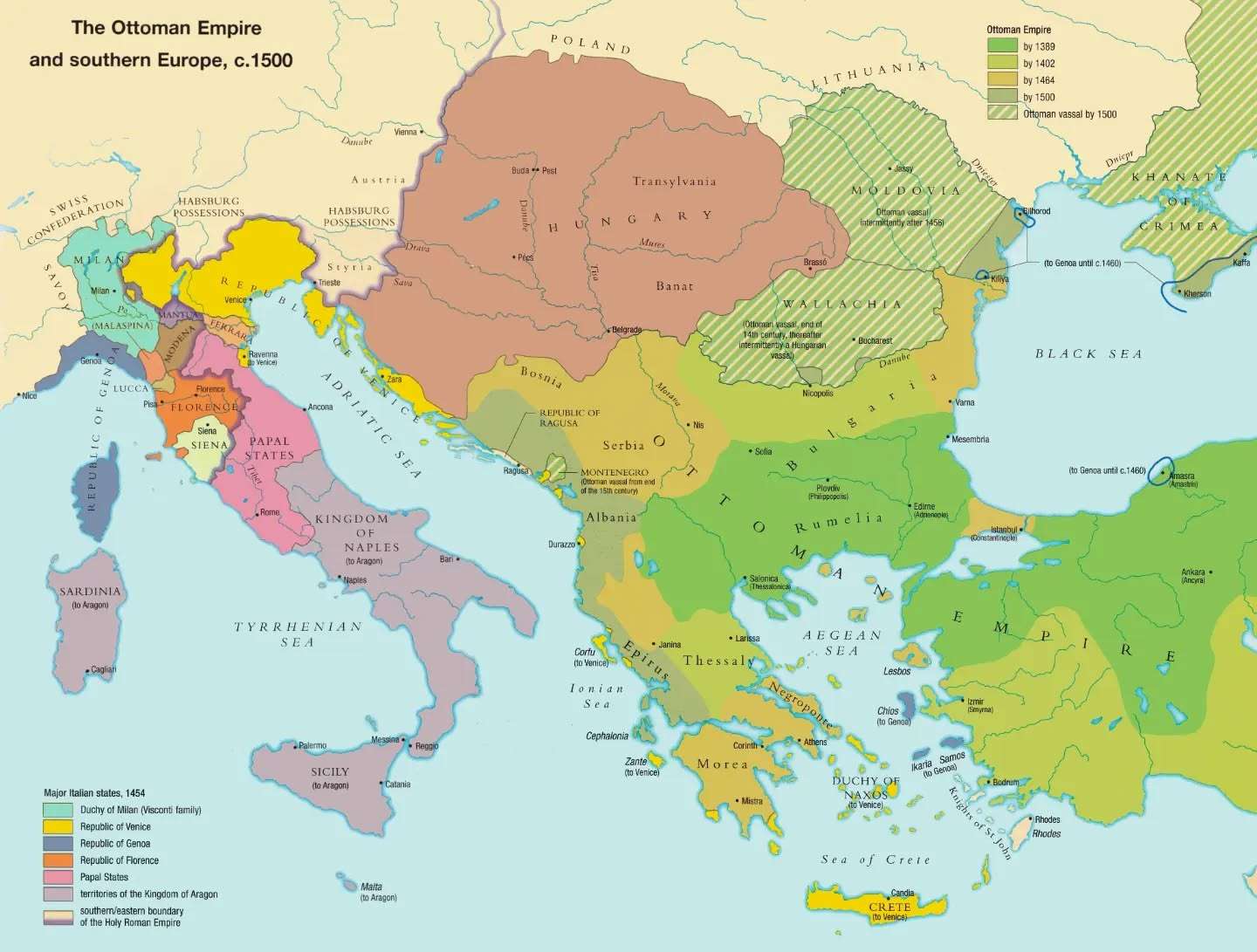 The aftermath of the fall of Constantinople in southern Europe c.1500